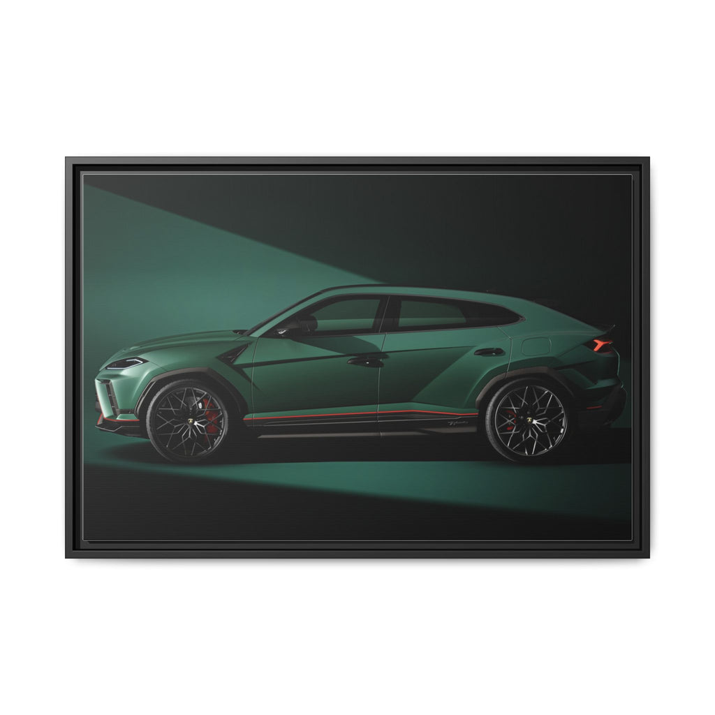 Framed Matte Canvas Print — Emerald Sports SUV Wall Art