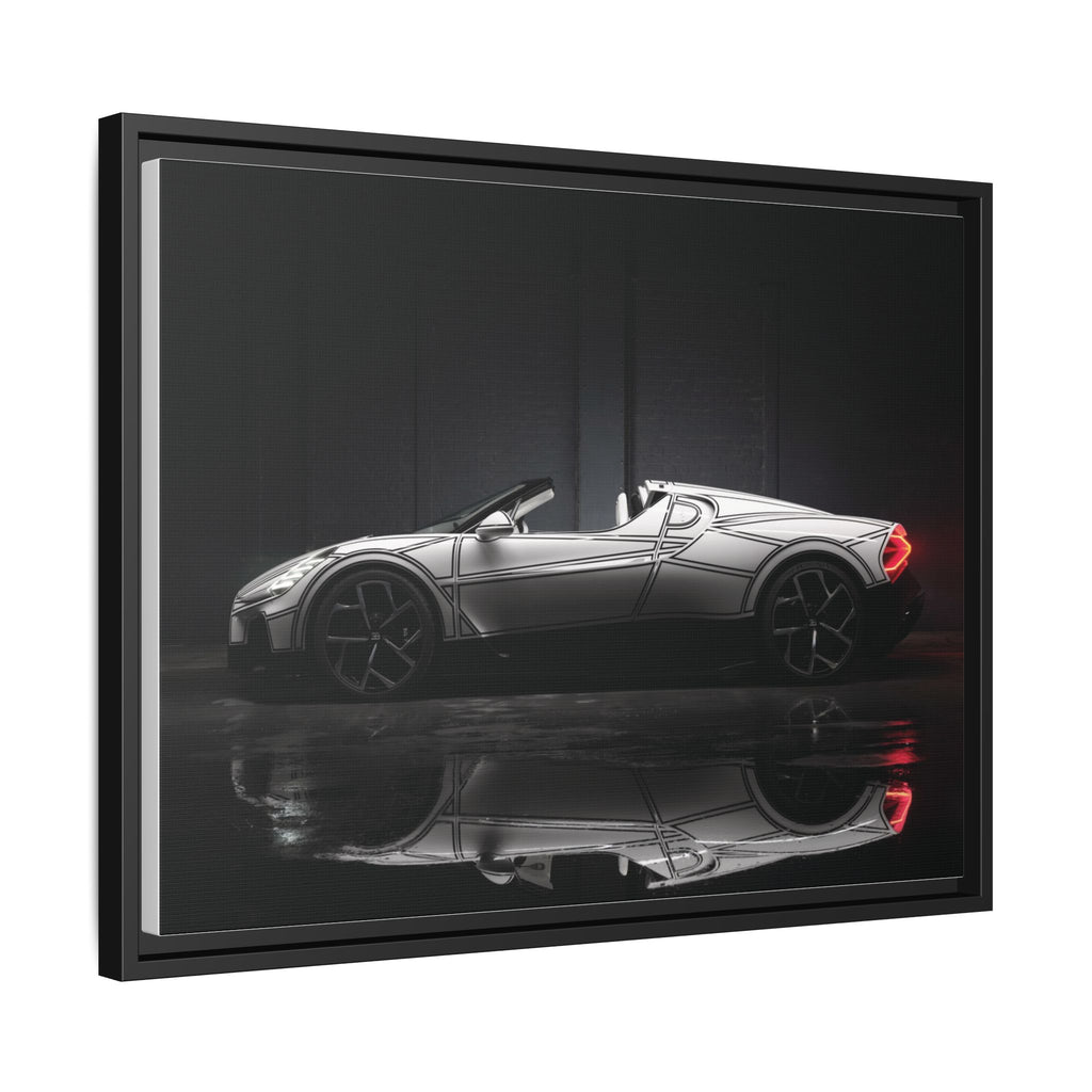 Framed Matte Canvas: Sleek Sports Car Reflection Wall Art