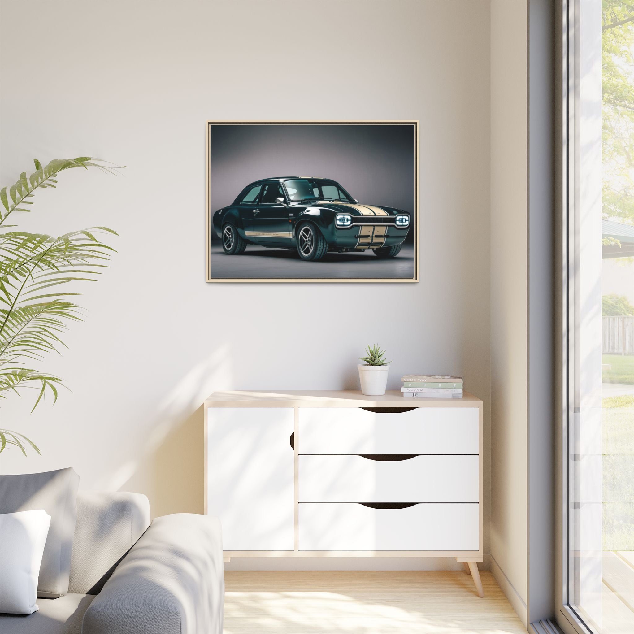 Framed Matte Canvas – Classic Retro Muscle Car Wall Art