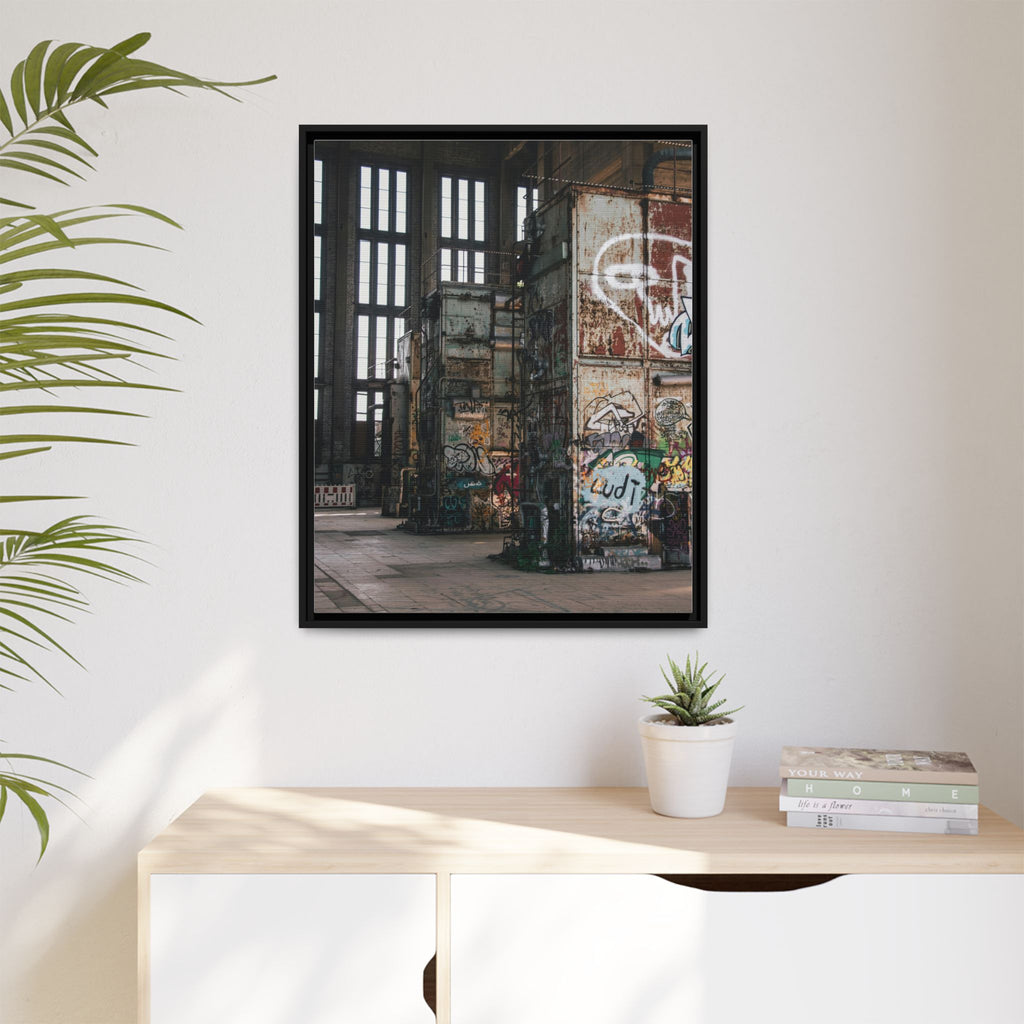 Urban Graffiti Ruins Matte Framed Canvas