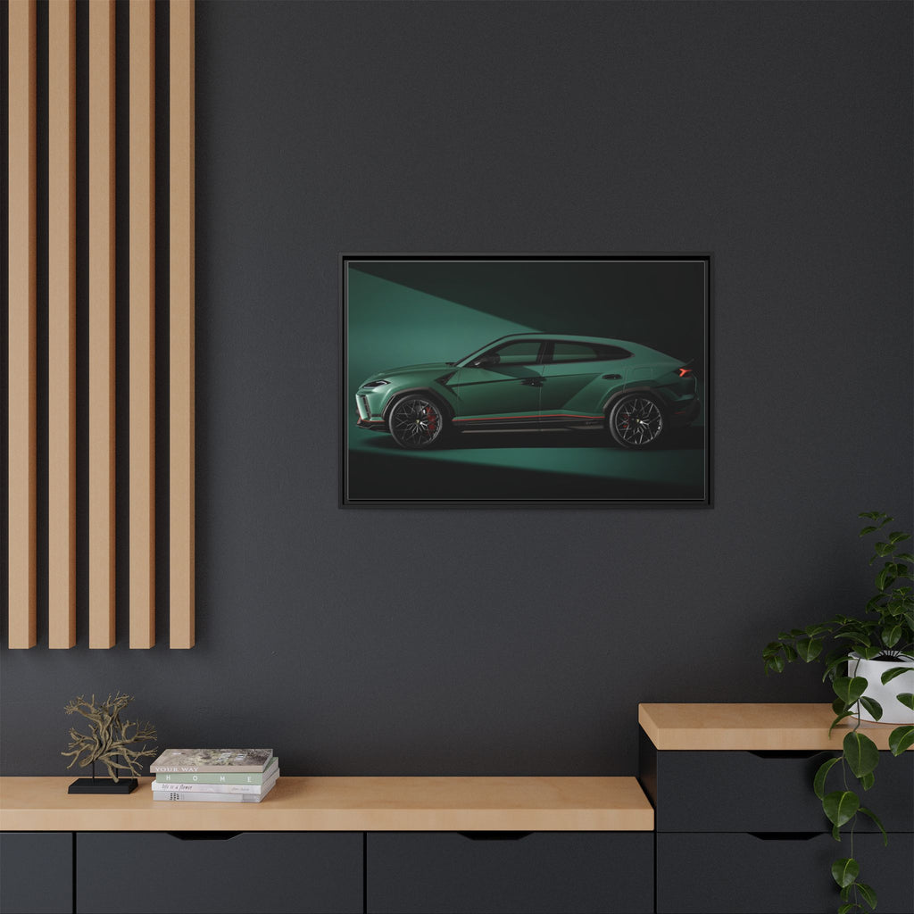 Framed Matte Canvas Print — Emerald Sports SUV Wall Art