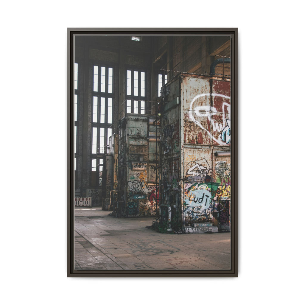 Urban Graffiti Ruins Matte Framed Canvas