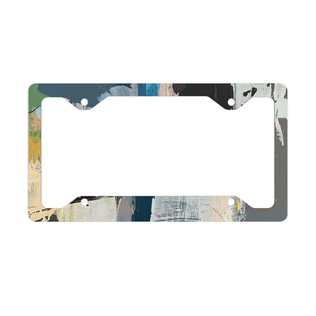 Abstract Brushstroke Metal License Plate Frame