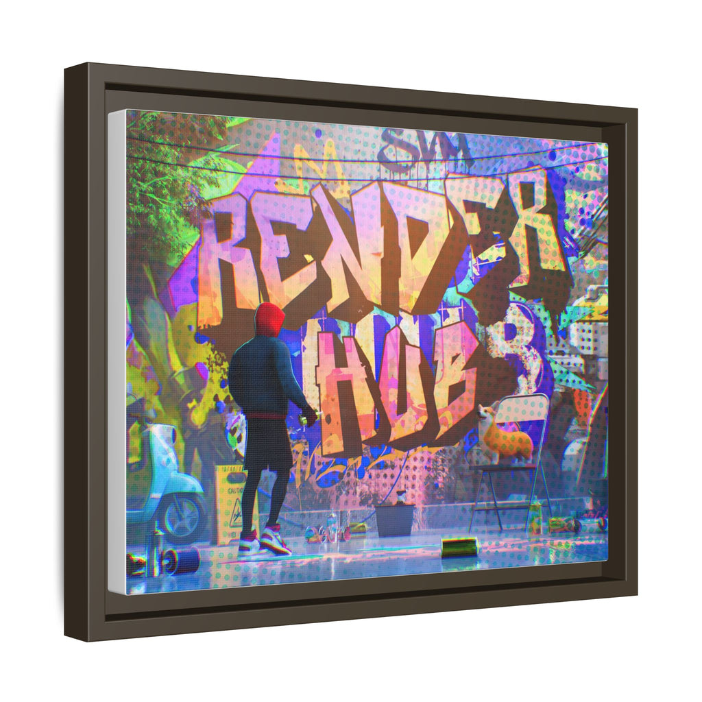 Graffiti Street Art Matte Canvas Framed Print — 'Render Hub' Urban Wall Decor