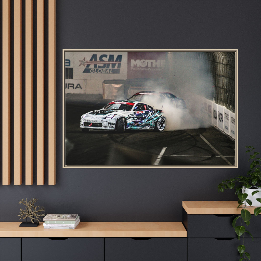 Drift Racing Canvas Print — Framed Matte Automotive Wall Art