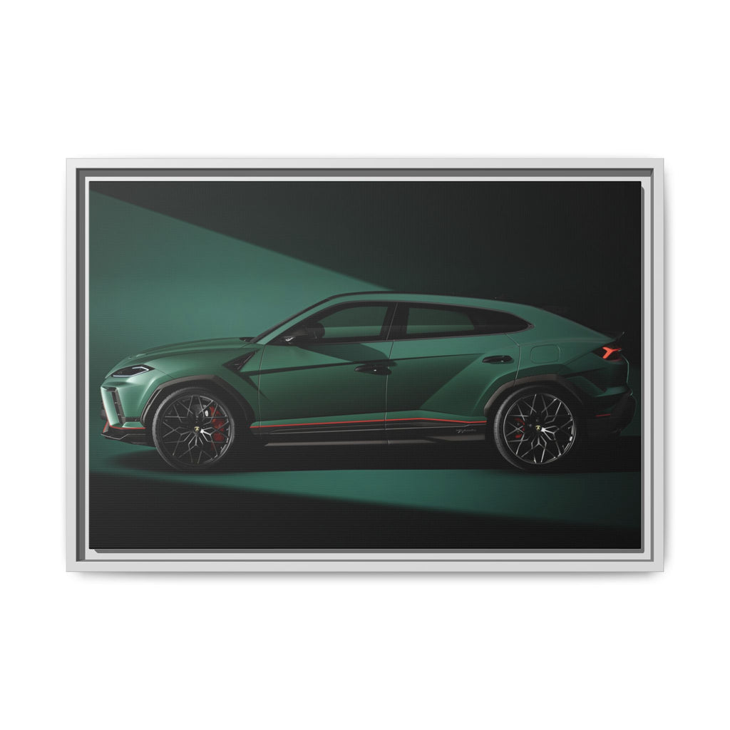 Framed Matte Canvas Print — Emerald Sports SUV Wall Art