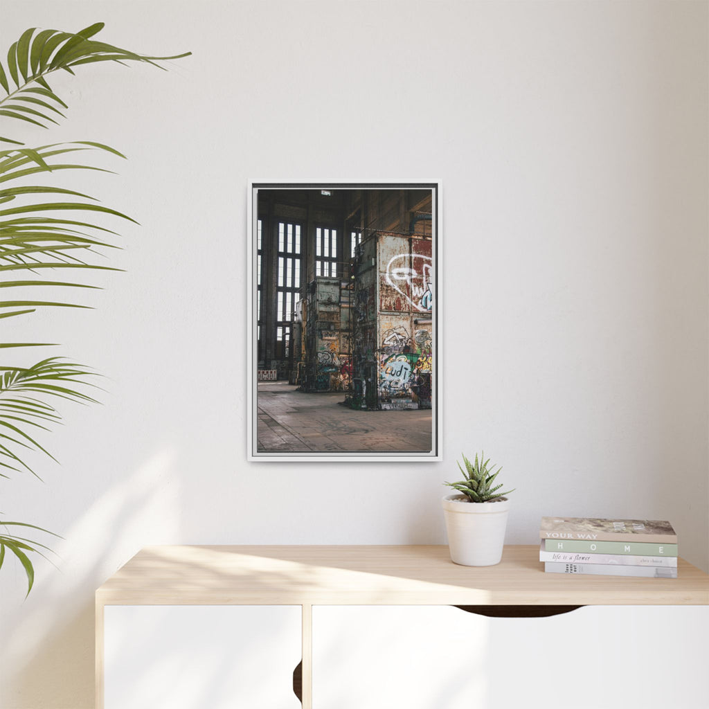 Urban Graffiti Ruins Matte Framed Canvas