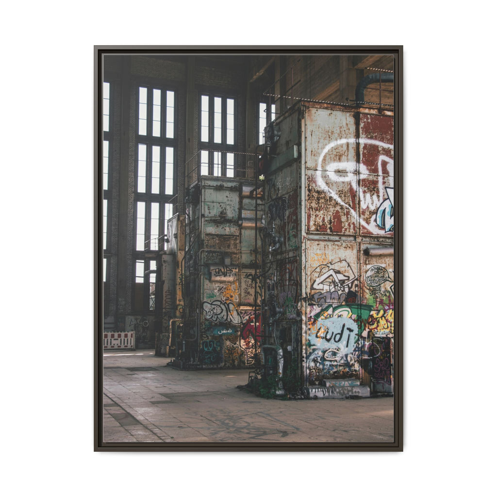 Urban Graffiti Ruins Matte Framed Canvas