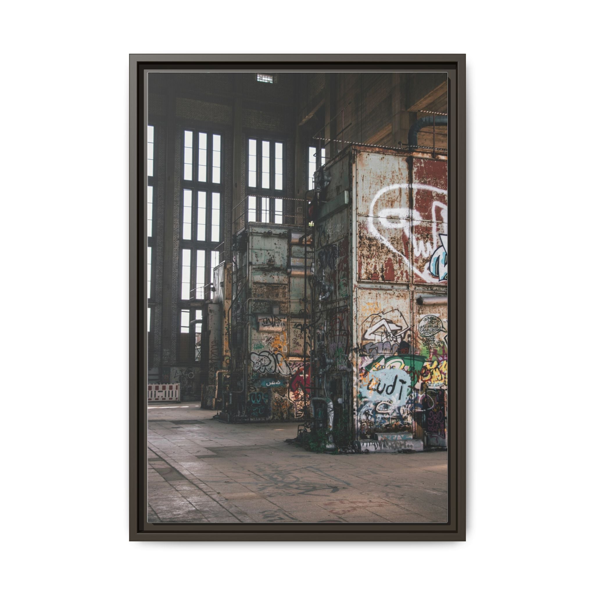 Urban Graffiti Ruins Matte Framed Canvas