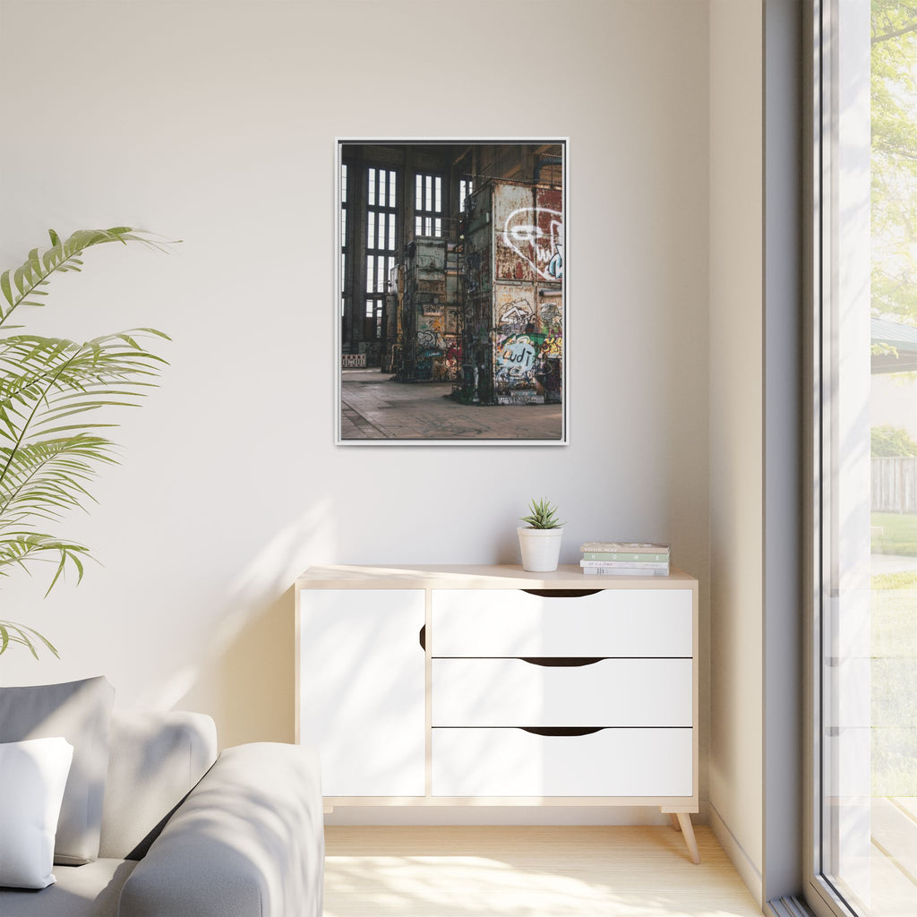 Urban Graffiti Ruins Matte Framed Canvas