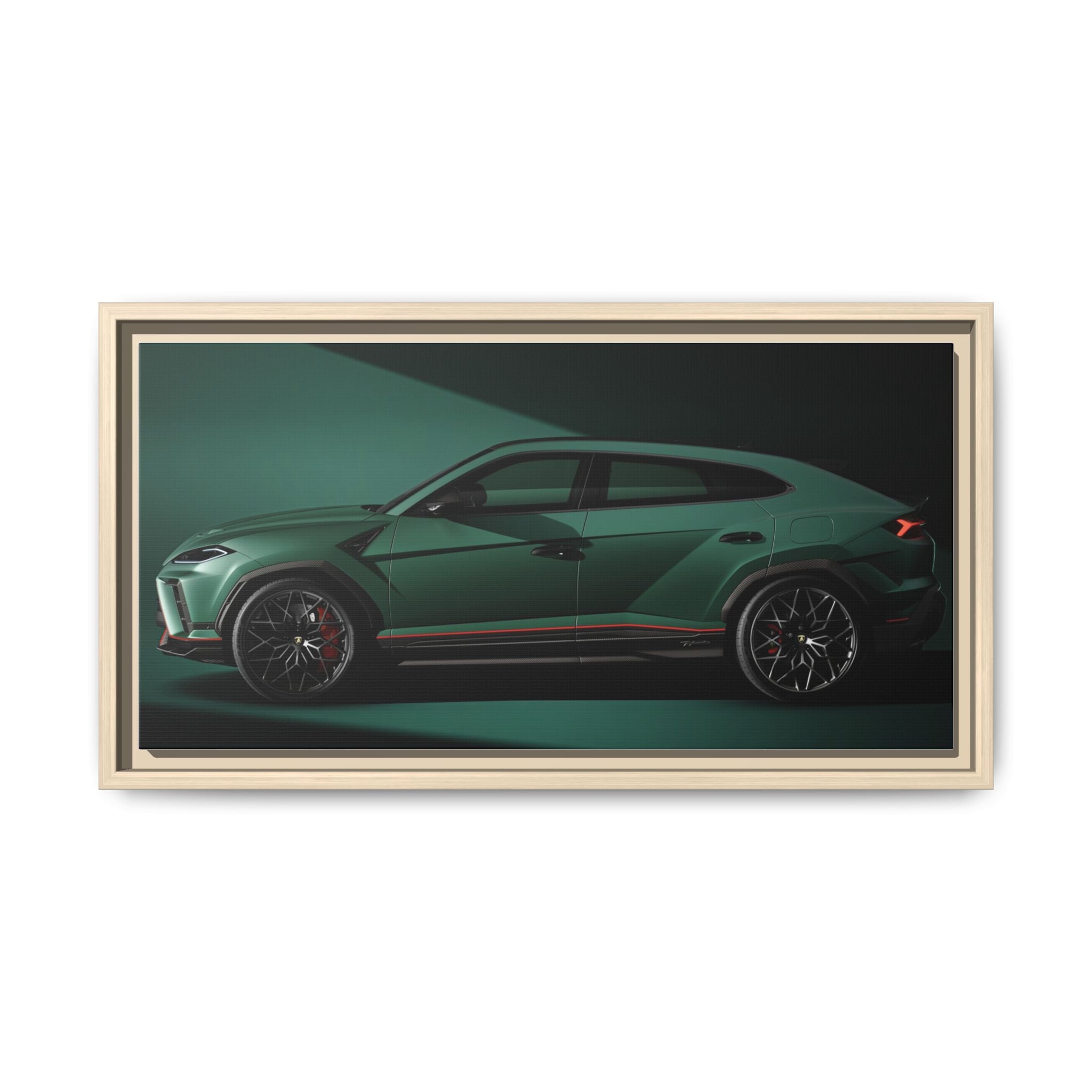 Framed Matte Canvas Print — Emerald Sports SUV Wall Art