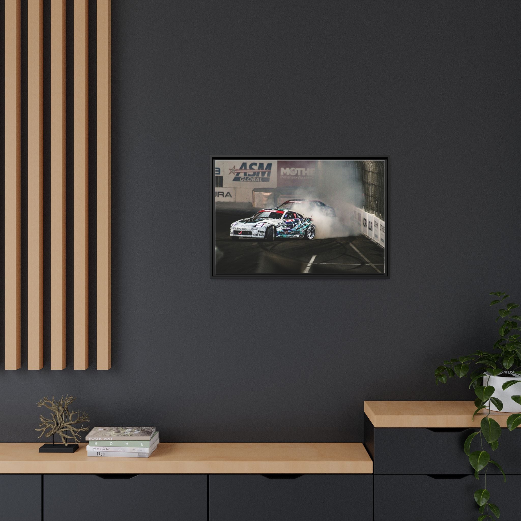 Drift Racing Canvas Print — Framed Matte Automotive Wall Art