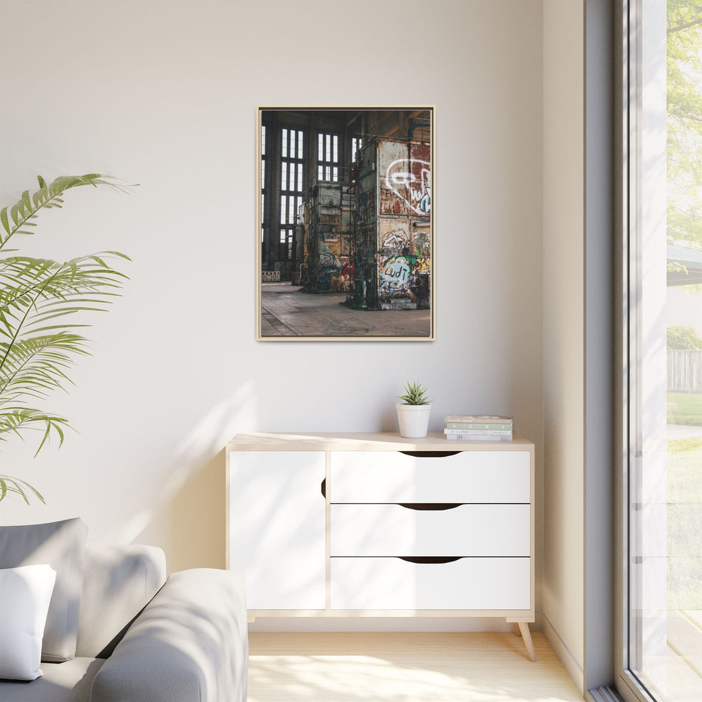 Urban Graffiti Ruins Matte Framed Canvas