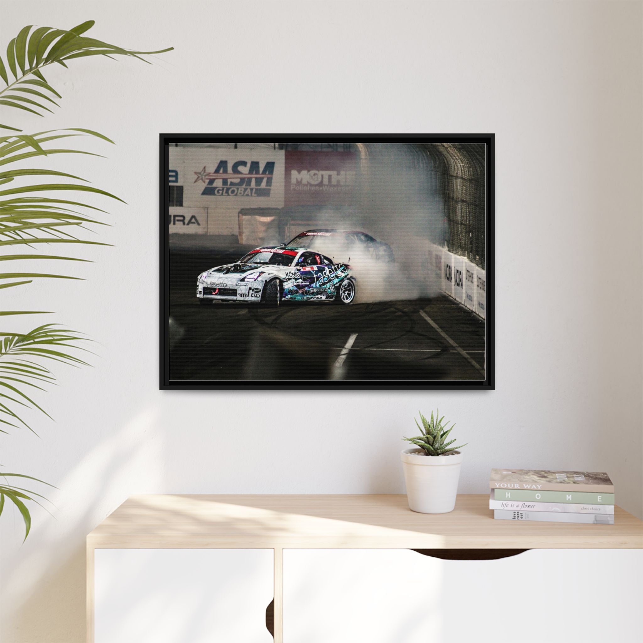 Drift Racing Canvas Print — Framed Matte Automotive Wall Art