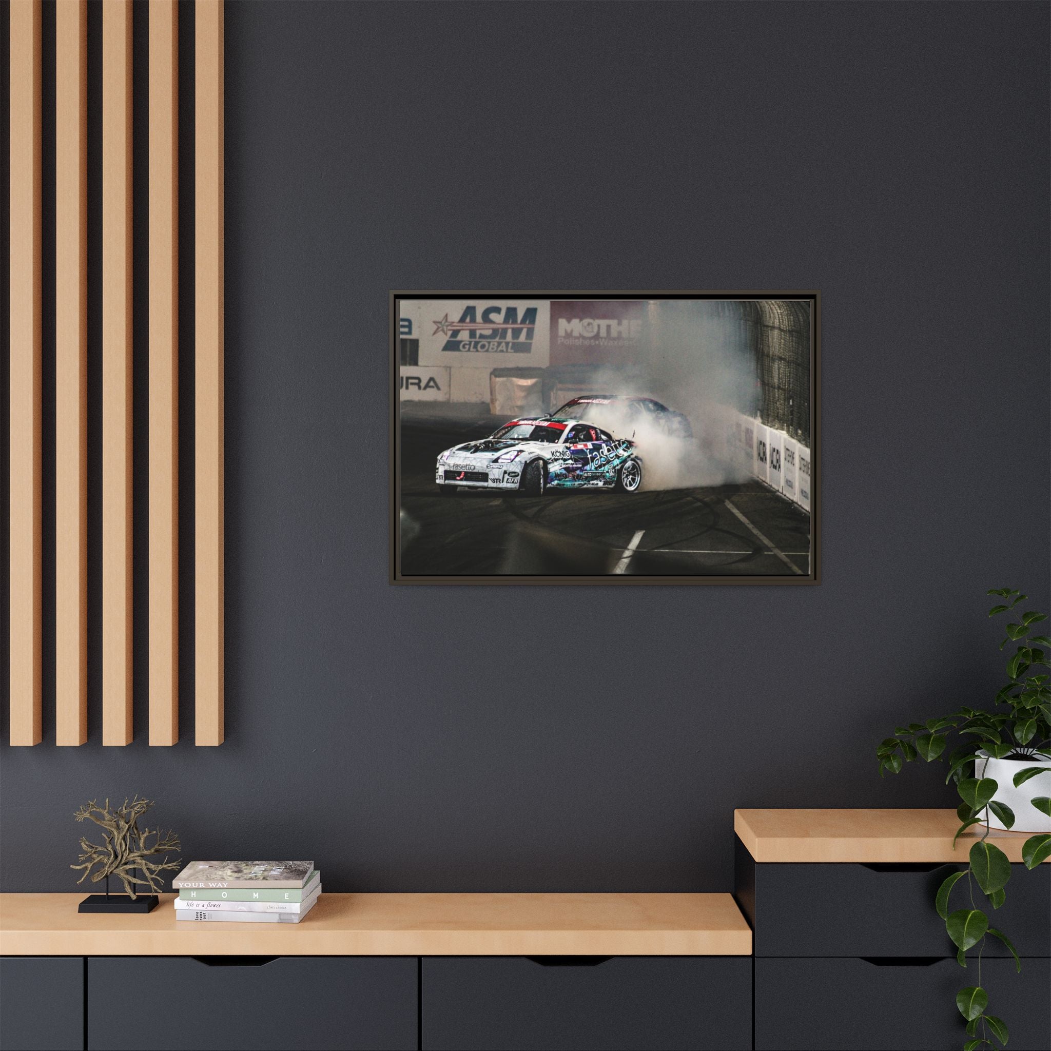 Drift Racing Canvas Print — Framed Matte Automotive Wall Art