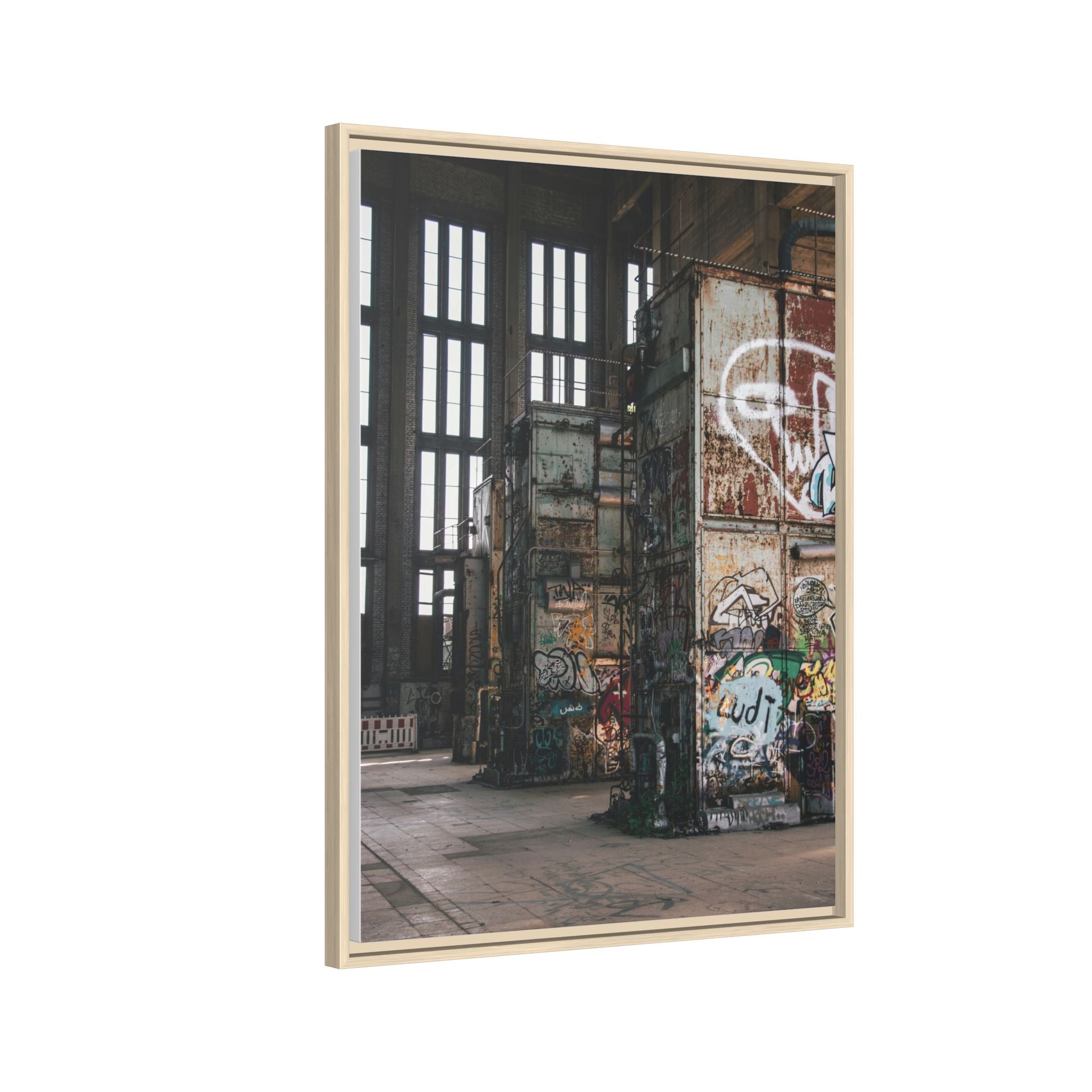 Urban Graffiti Ruins Matte Framed Canvas