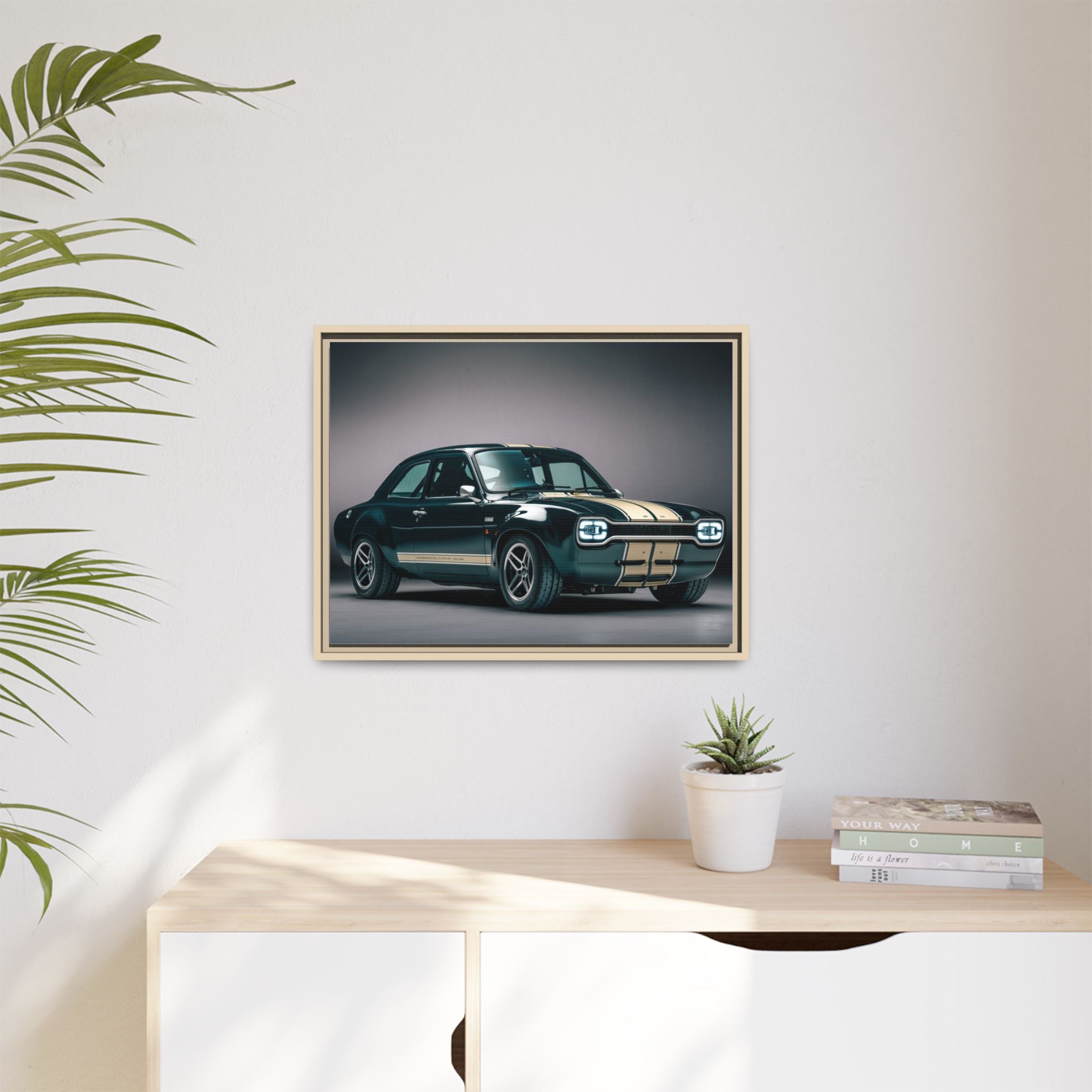 Framed Matte Canvas – Classic Retro Muscle Car Wall Art