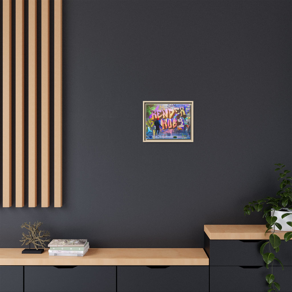 Graffiti Street Art Matte Canvas Framed Print — 'Render Hub' Urban Wall Decor