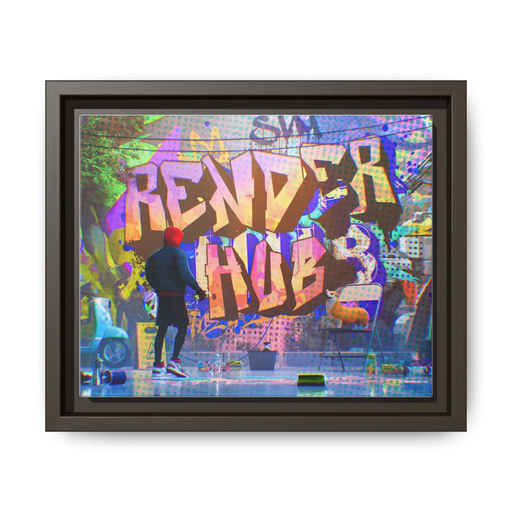 Graffiti Street Art Matte Canvas Framed Print — 'Render Hub' Urban Wall Decor