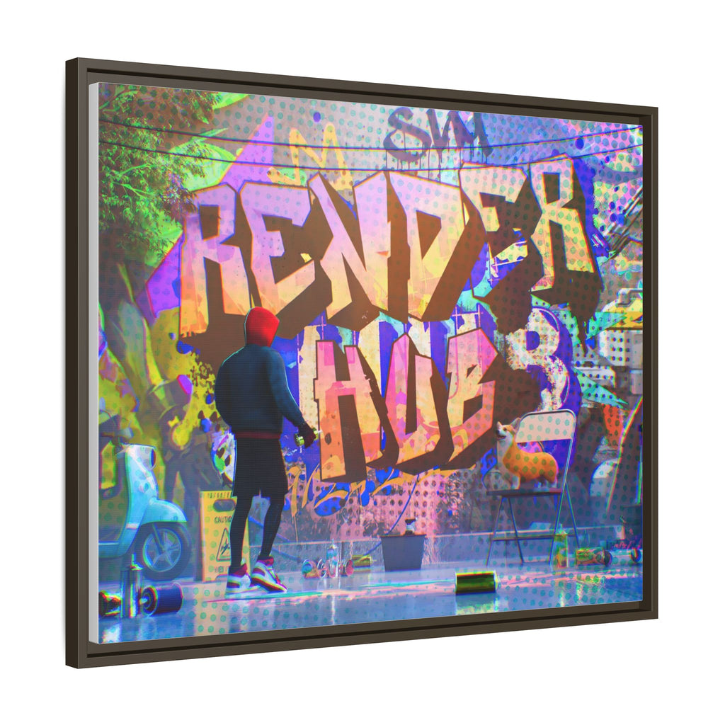 Graffiti Street Art Matte Canvas Framed Print — 'Render Hub' Urban Wall Decor