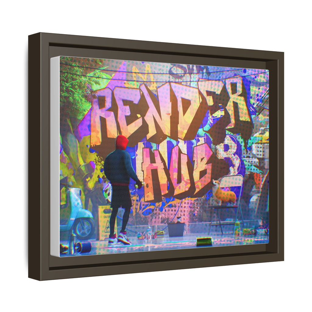Graffiti Street Art Matte Canvas Framed Print — 'Render Hub' Urban Wall Decor