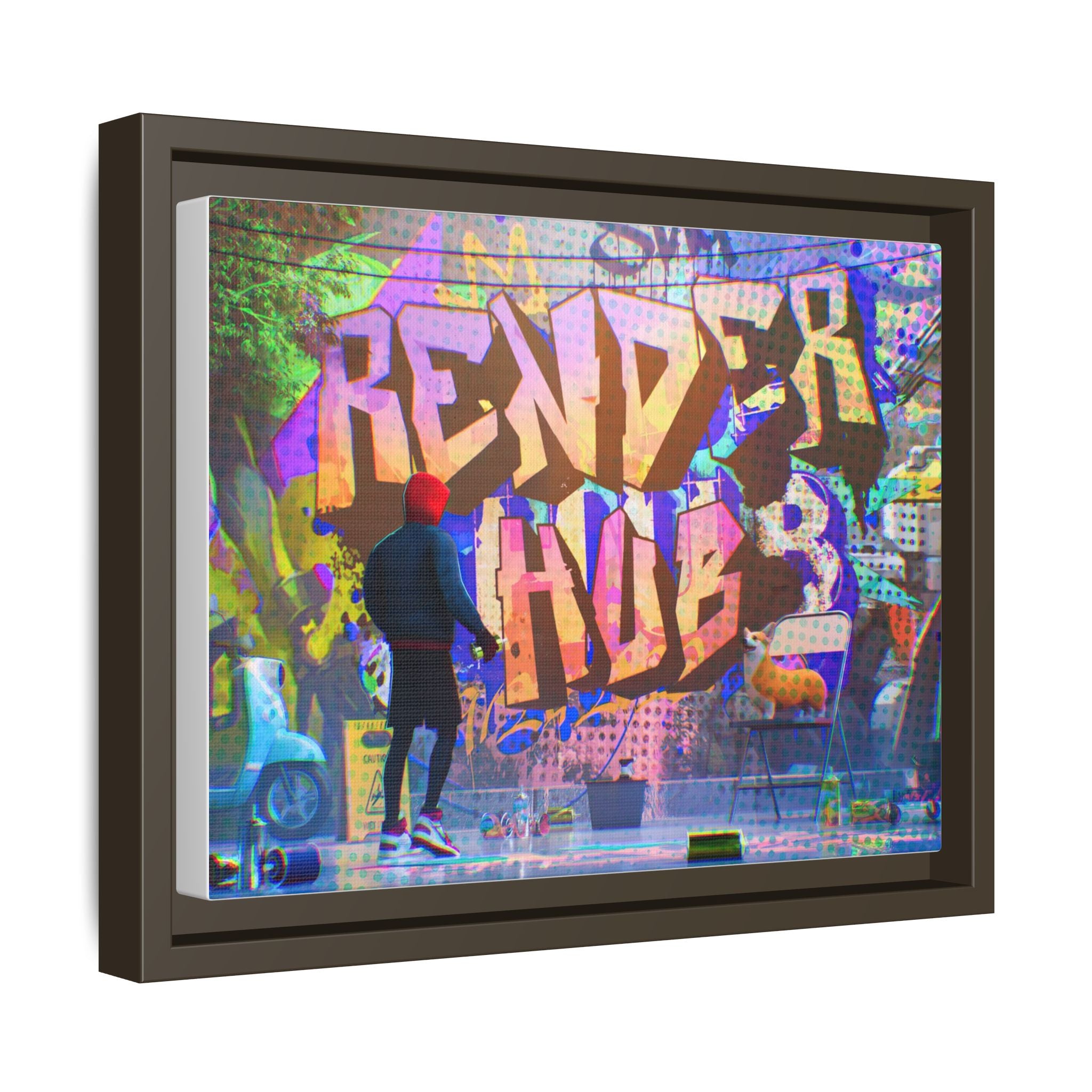 Graffiti Street Art Matte Canvas Framed Print — 'Render Hub' Urban Wall Decor