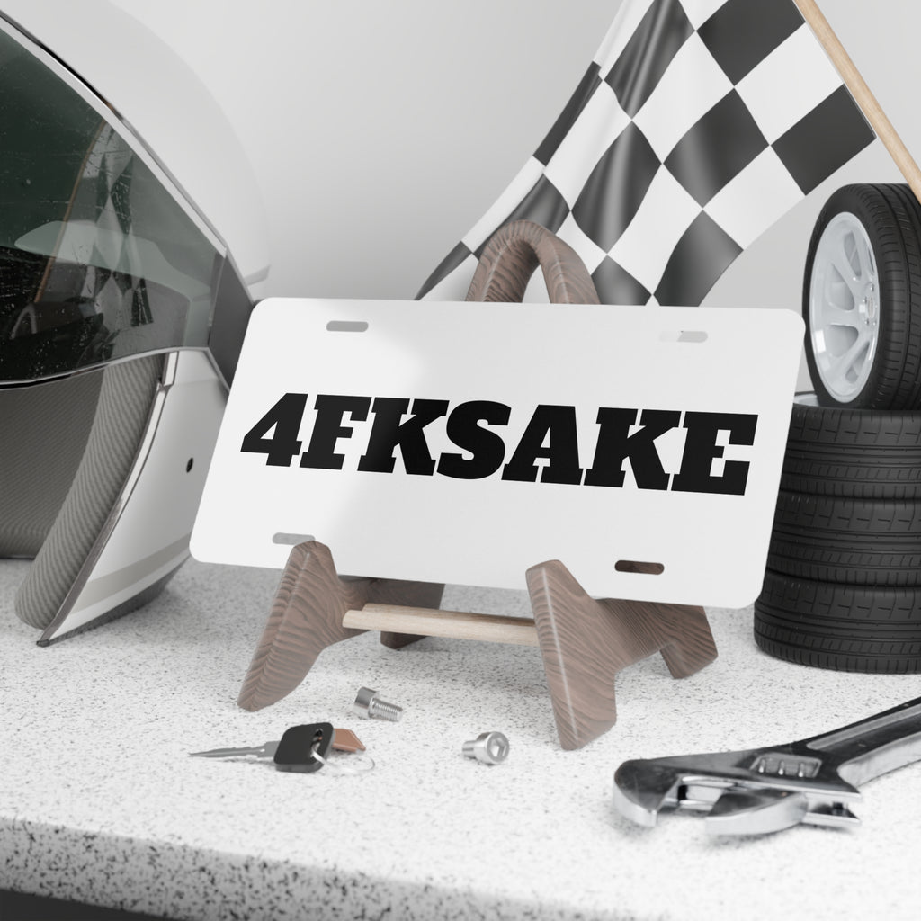 Vanity Plate — '4FKSAKE' Bold Black Lettering Custom License Plate