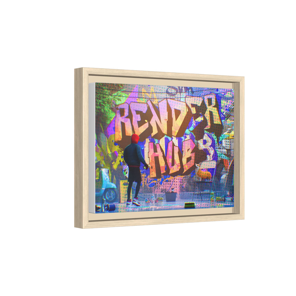 Graffiti Street Art Matte Canvas Framed Print — 'Render Hub' Urban Wall Decor