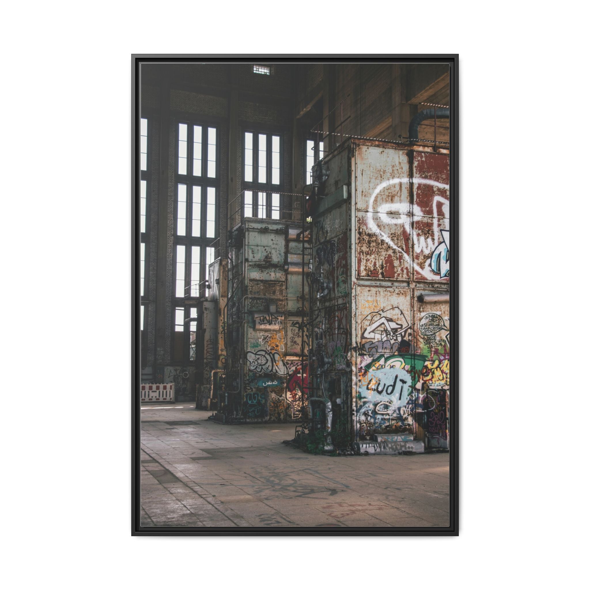 Urban Graffiti Ruins Matte Framed Canvas