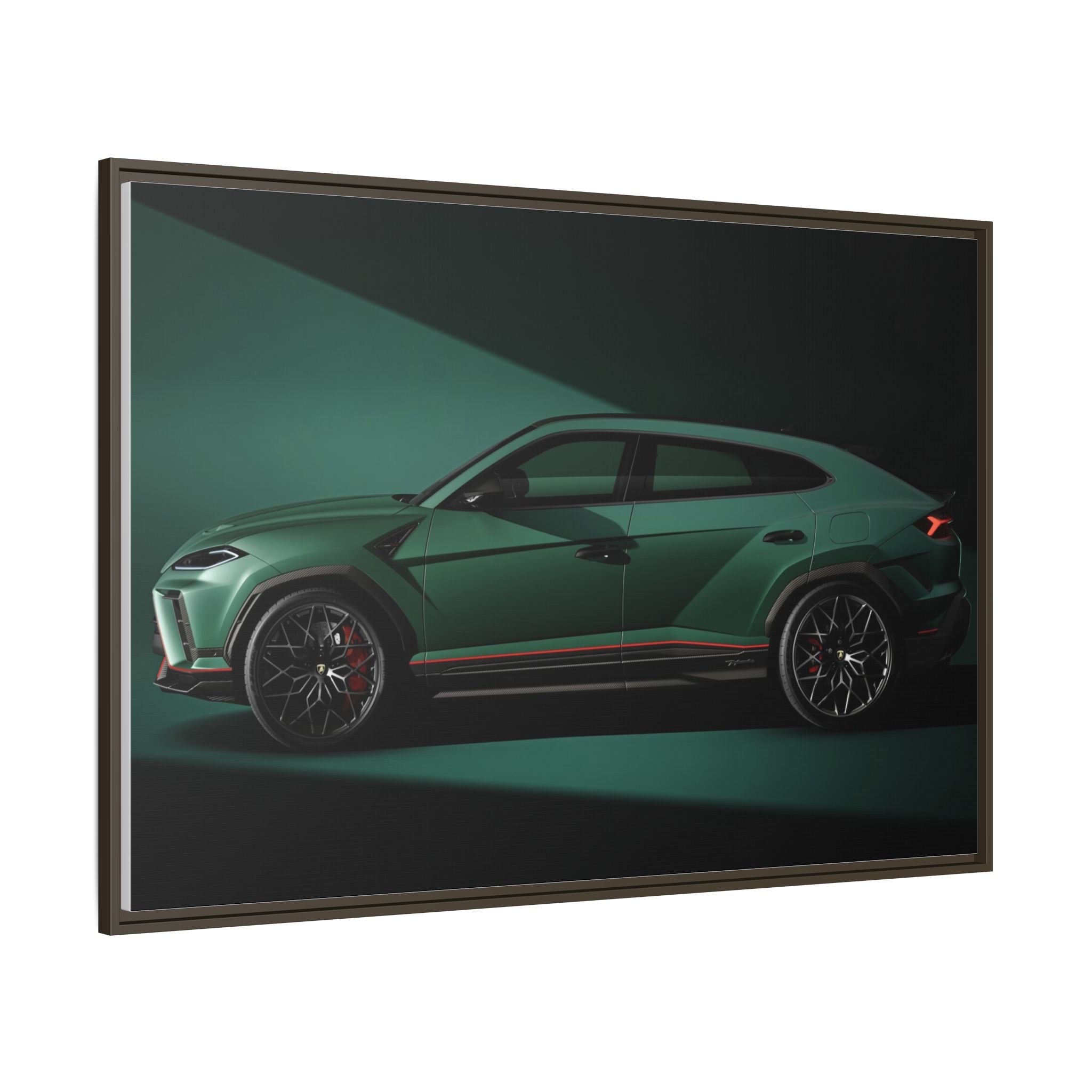 Framed Matte Canvas Print — Emerald Sports SUV Wall Art
