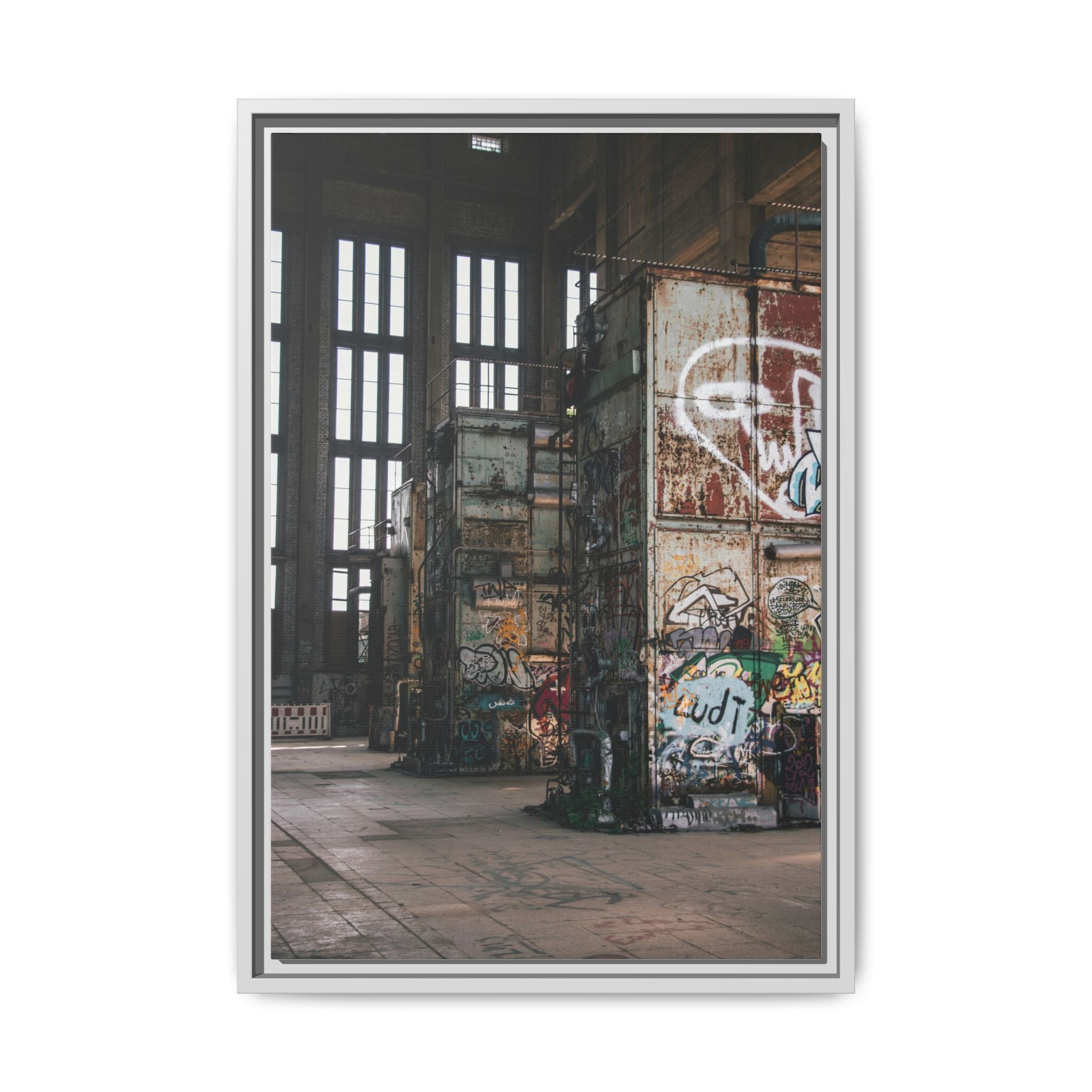 Urban Graffiti Ruins Matte Framed Canvas