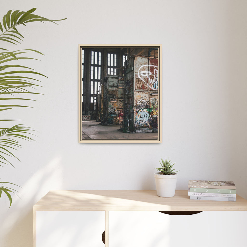 Urban Graffiti Ruins Matte Framed Canvas