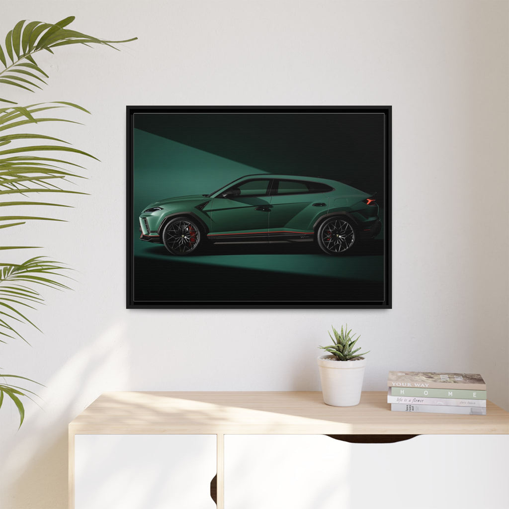 Framed Matte Canvas Print — Emerald Sports SUV Wall Art