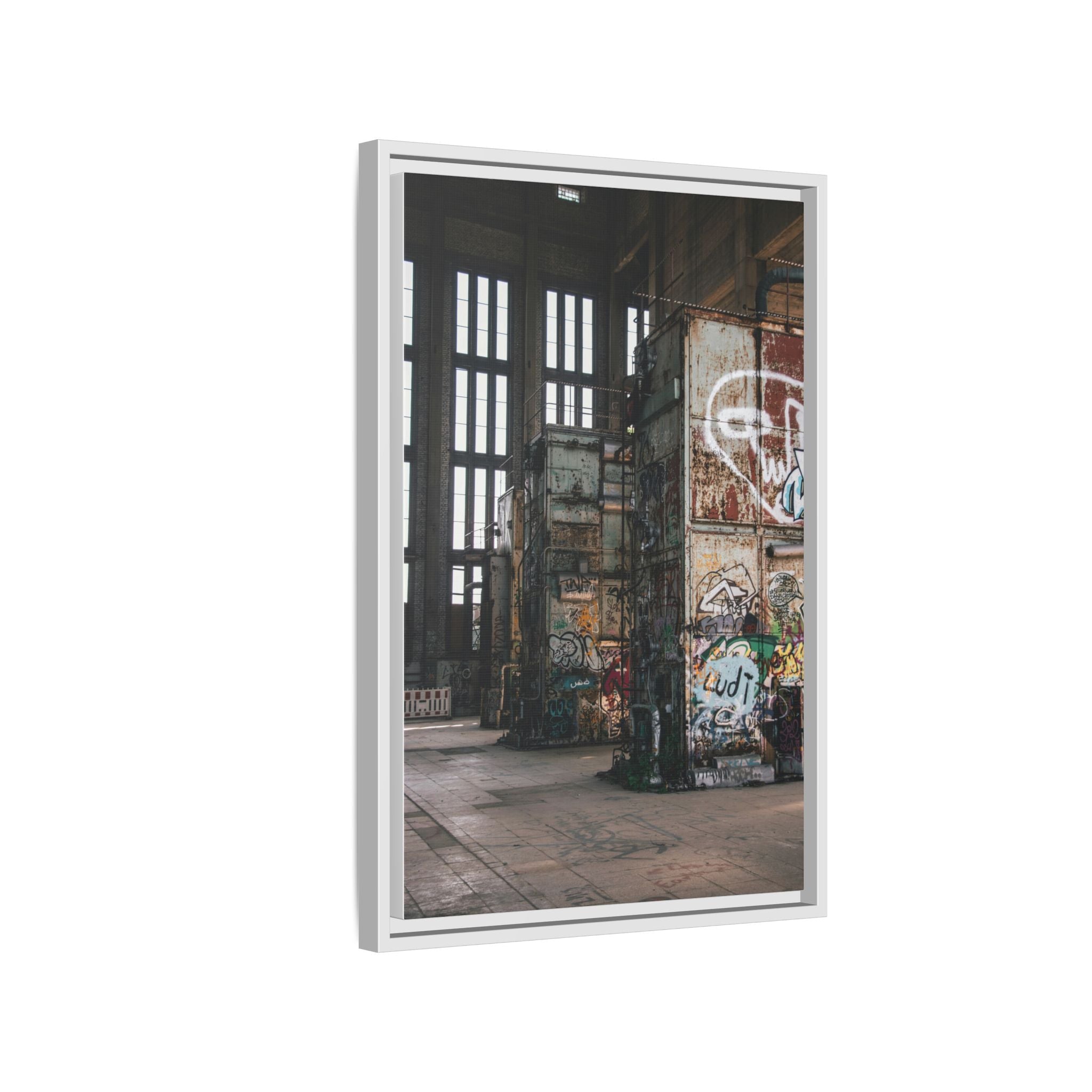 Urban Graffiti Ruins Matte Framed Canvas