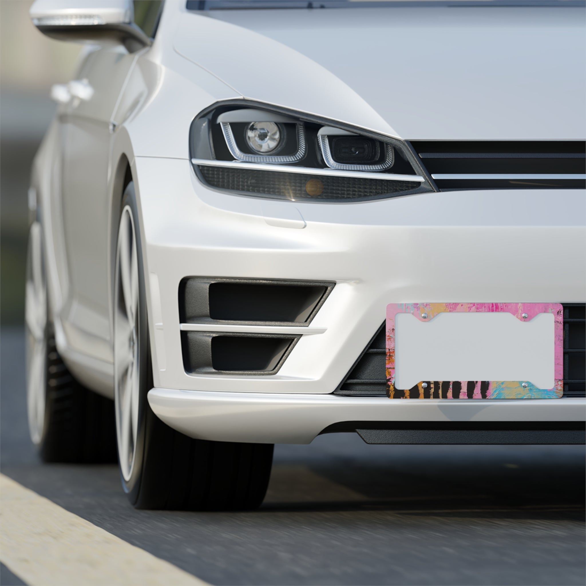 Abstract Pink Marble Metal License Plate Frame
