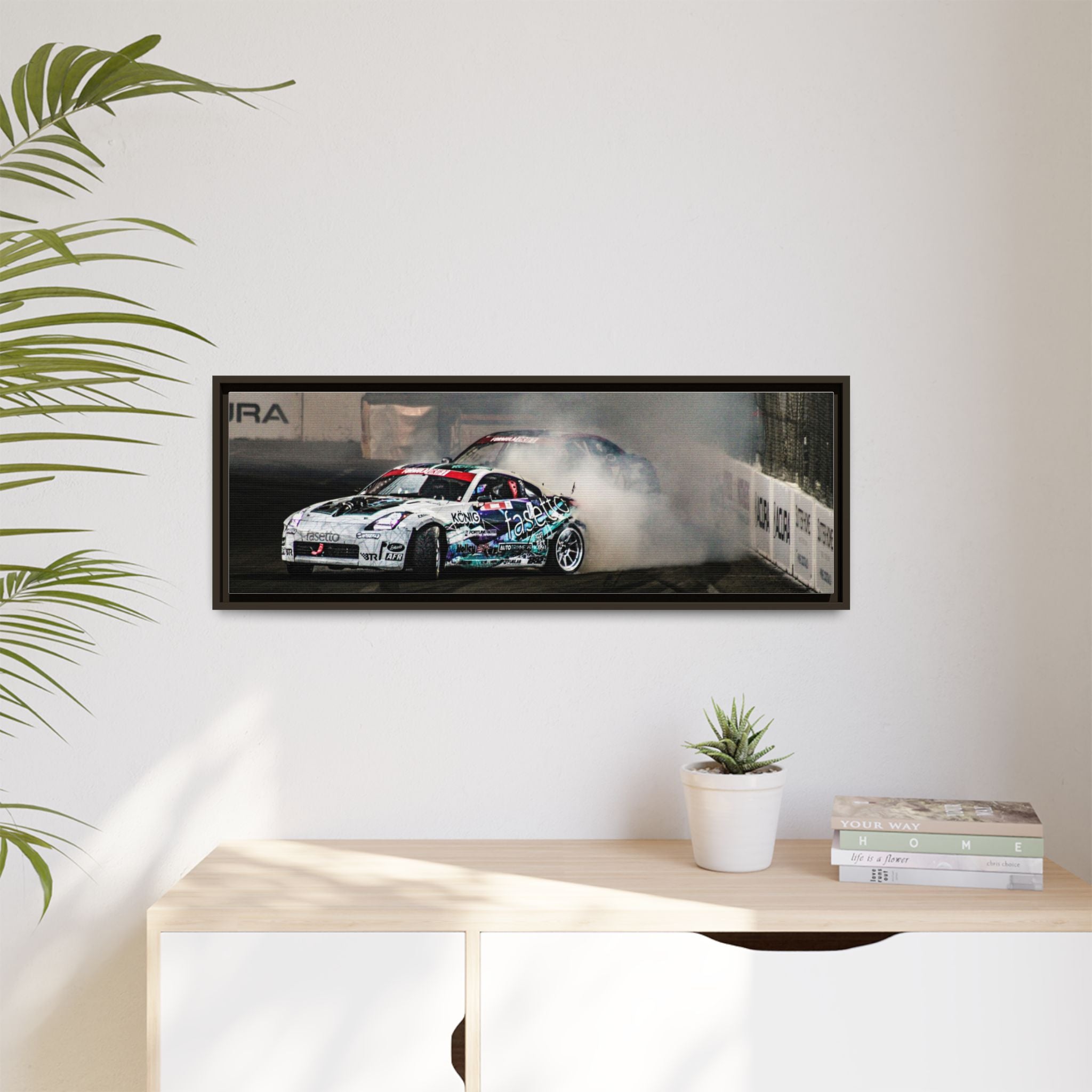 Drift Racing Canvas Print — Framed Matte Automotive Wall Art