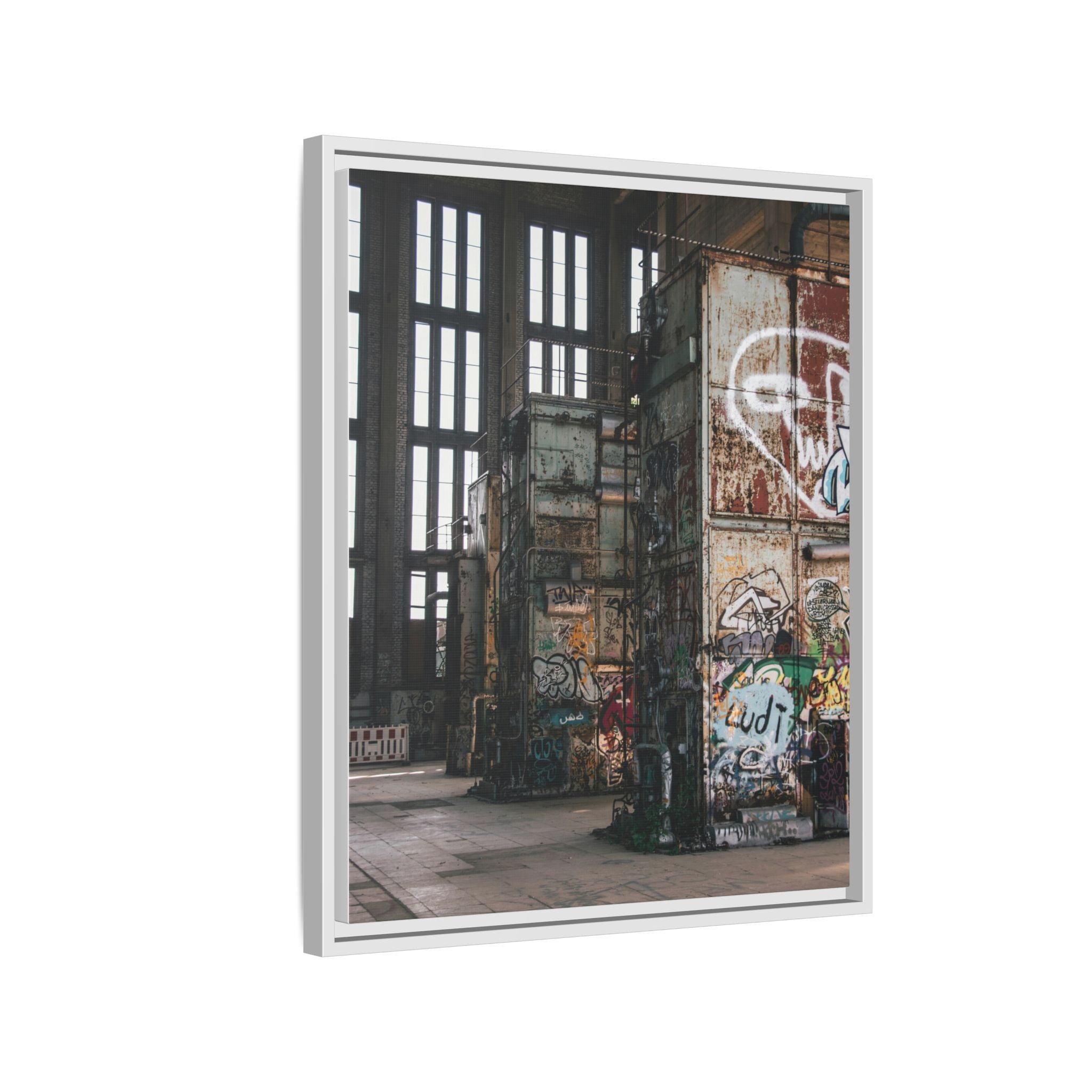 Urban Graffiti Ruins Matte Framed Canvas