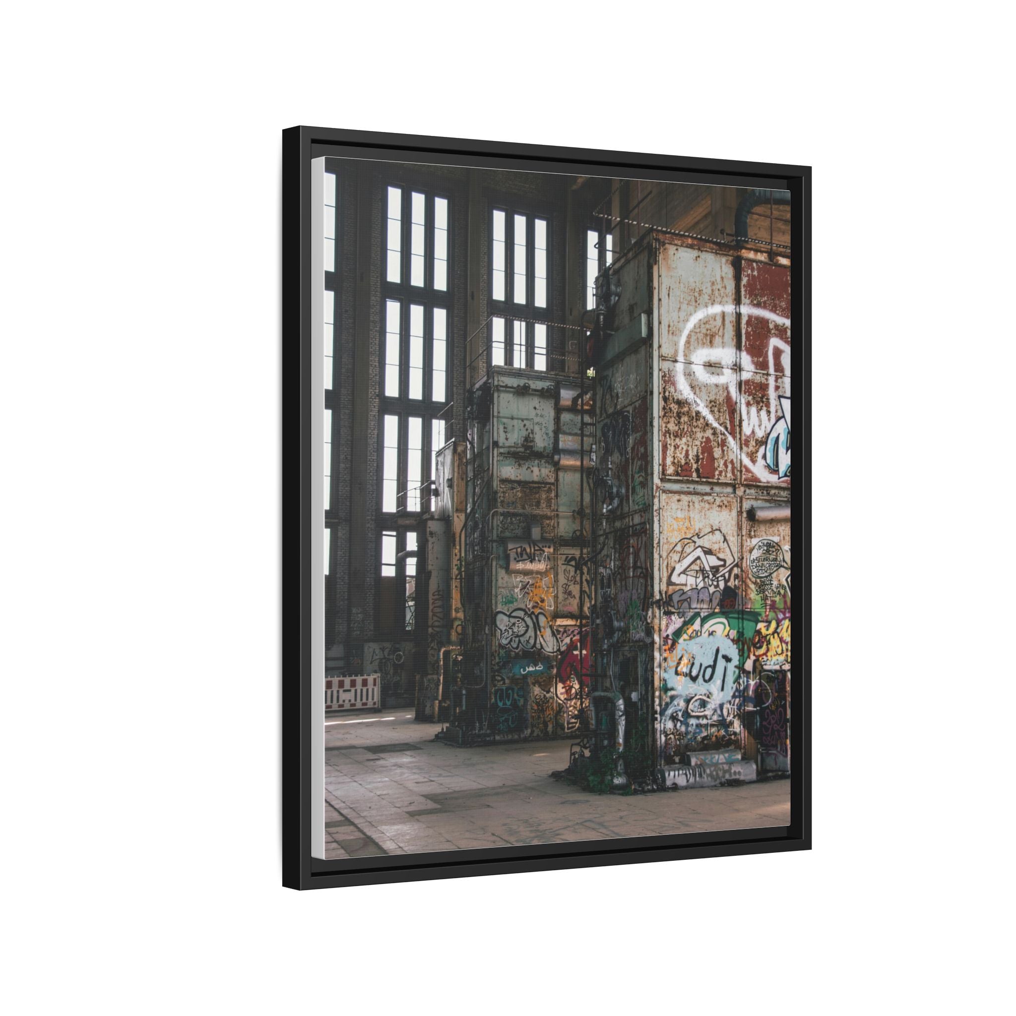 Urban Graffiti Ruins Matte Framed Canvas