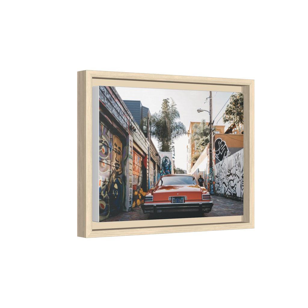 Vintage Chevrolet in Graffiti Alley — Framed Matte Canvas Wall Art