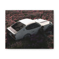 Vintage White Datsun in Wildflower Field Canvas
