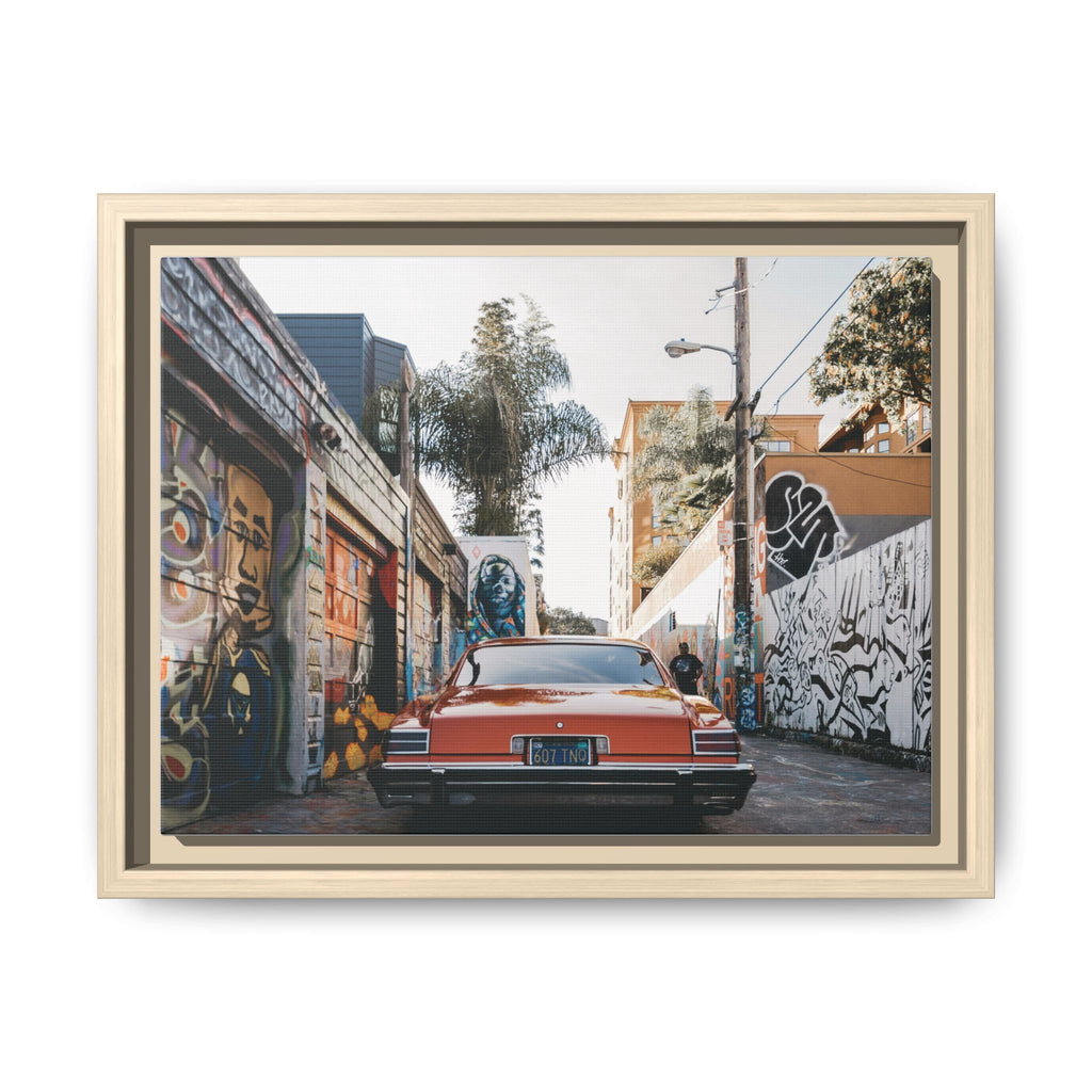 Vintage Chevrolet in Graffiti Alley — Framed Matte Canvas Wall Art