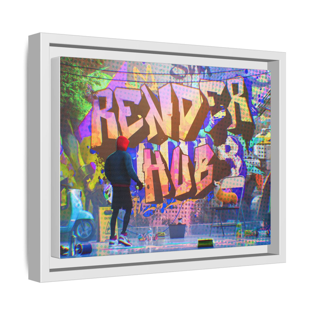 Graffiti Street Art Matte Canvas Framed Print — 'Render Hub' Urban Wall Decor