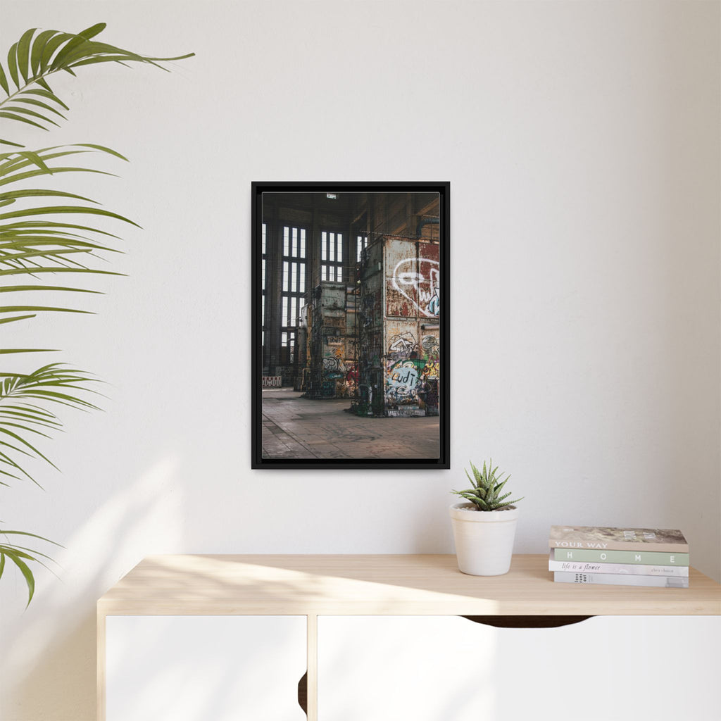 Urban Graffiti Ruins Matte Framed Canvas