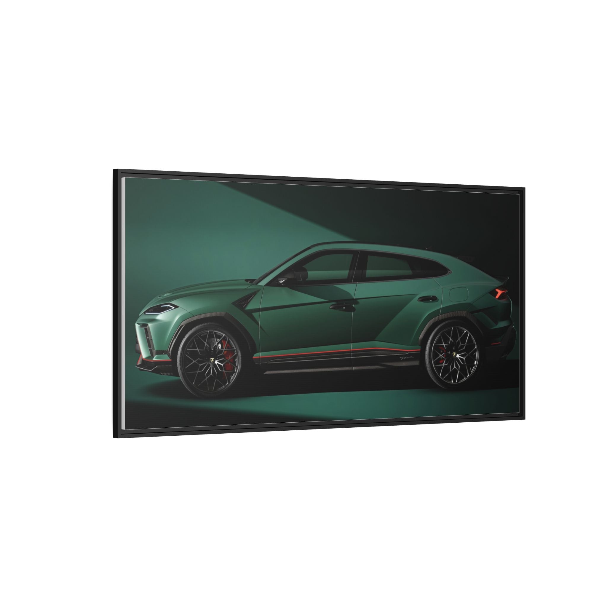 Framed Matte Canvas Print — Emerald Sports SUV Wall Art