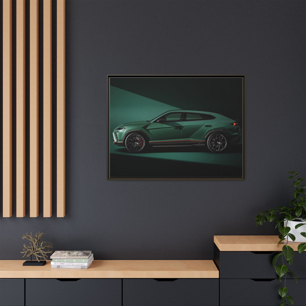 Framed Matte Canvas Print — Emerald Sports SUV Wall Art