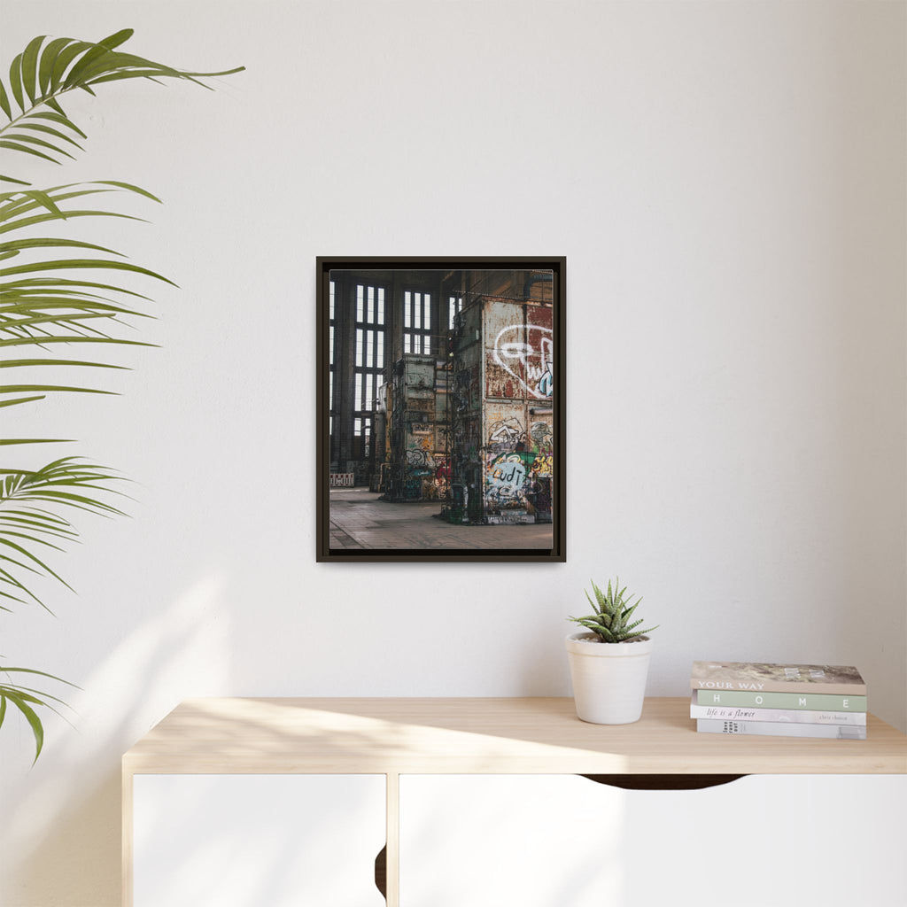 Urban Graffiti Ruins Matte Framed Canvas