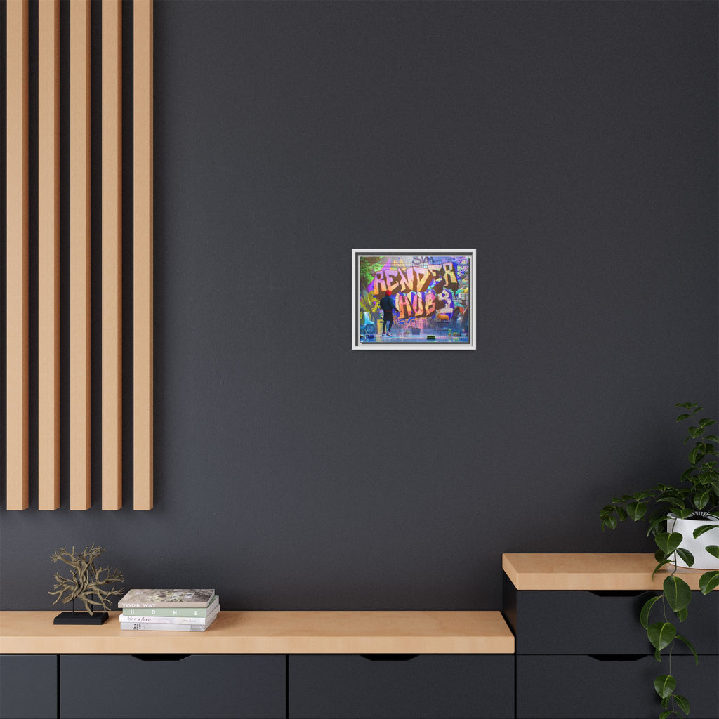 Graffiti Street Art Matte Canvas Framed Print — 'Render Hub' Urban Wall Decor