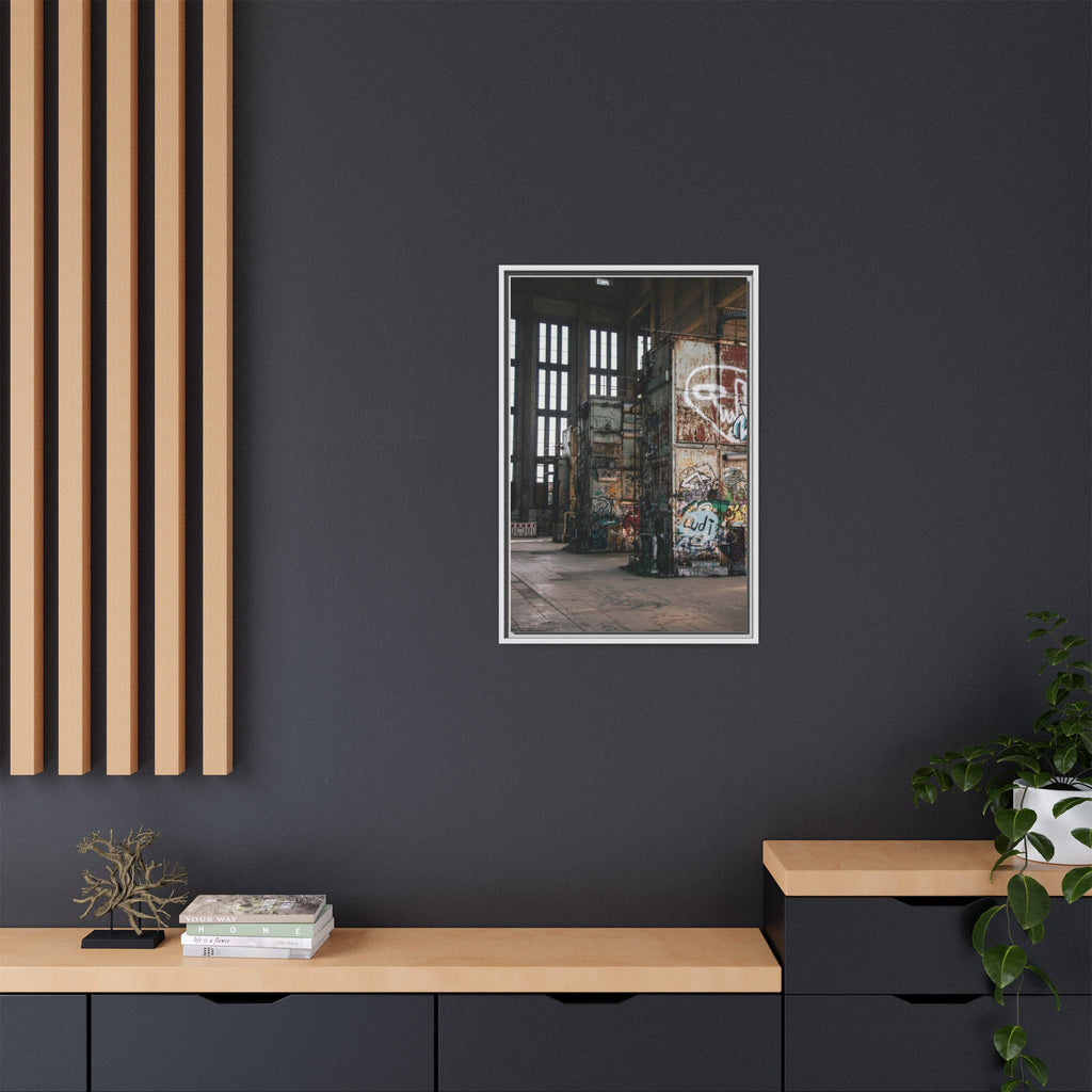 Urban Graffiti Ruins Matte Framed Canvas