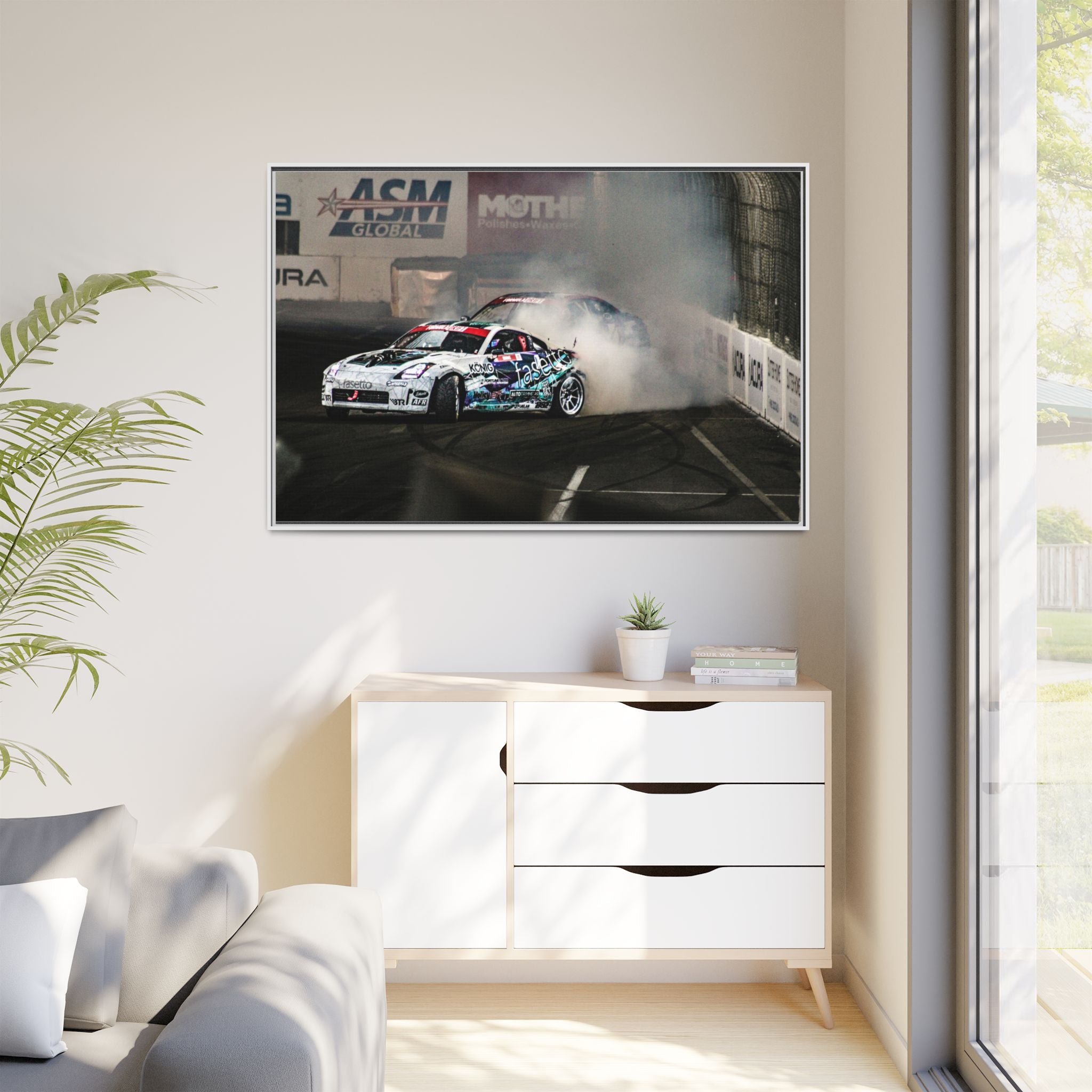 Drift Racing Canvas Print — Framed Matte Automotive Wall Art