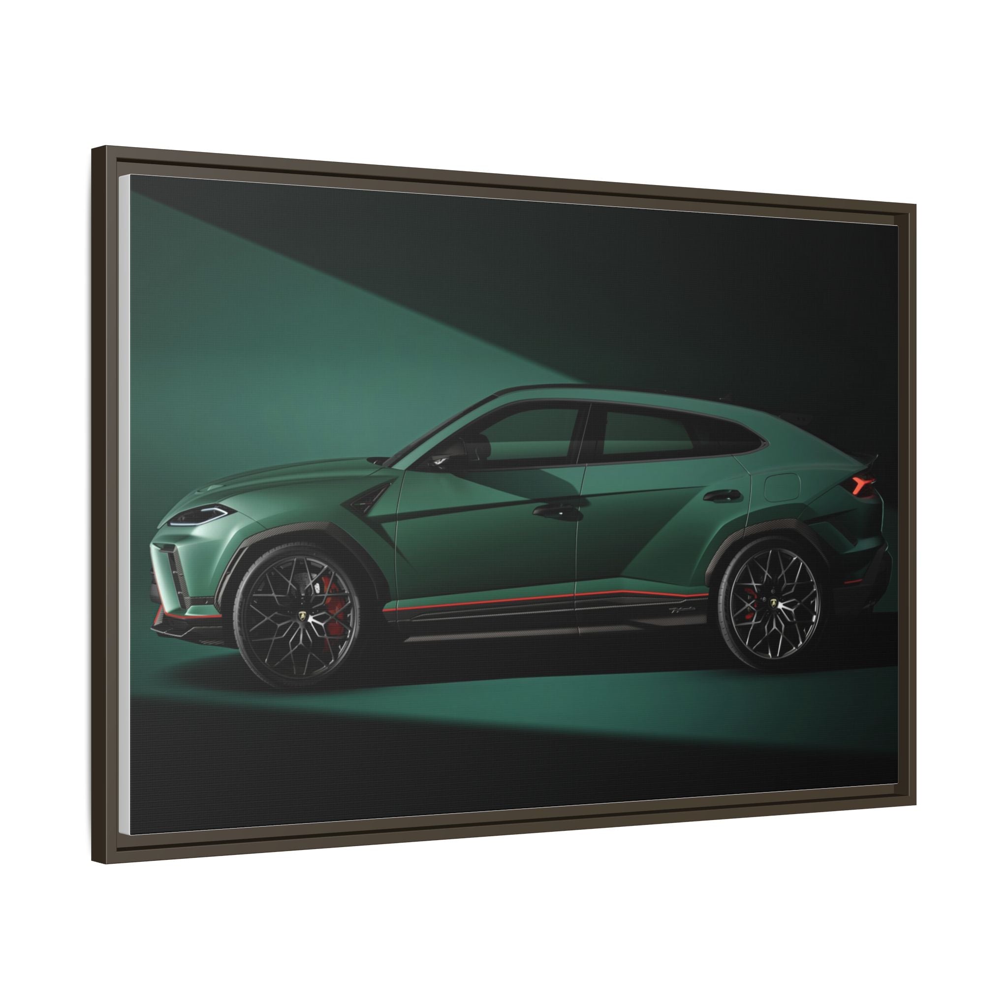 Framed Matte Canvas Print — Emerald Sports SUV Wall Art